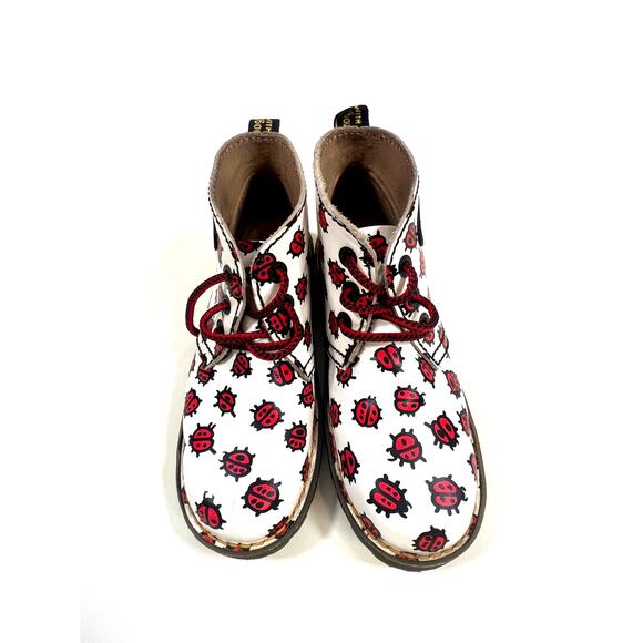DR. MARTENS GIRLS LADYBUG LEATHER BOOTS SIZE 2 - Picture 1 of 6